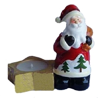 Новогодний декоративный подсвечник со свечой "Дед Мороз" 17489 артикул 2066e.