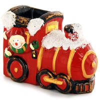 Подсвечник керамический "Снеговик на паравозе" артикул 2081e.