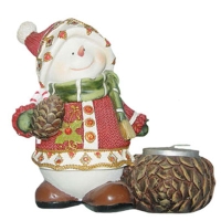 Новогодний декоративный подсвечник "Снеговик с шишкой" 15068 артикул 2110e.